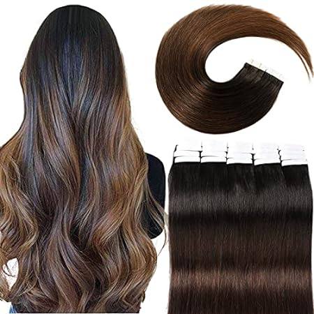 VINBAO Tape In Hair Extensions Human Hair 1B Off Black Tr