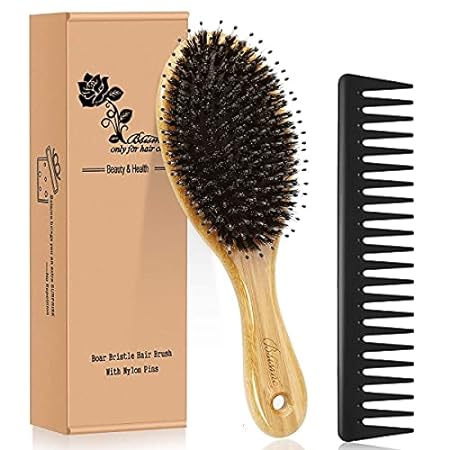Hair Brush Comb Set Boar Bristle Hairbrush for Curly Thic