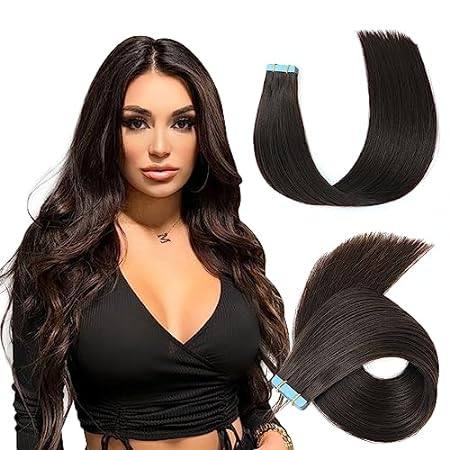 Evala Tape in Hair Extensions Human Hair Brown Hair Exten