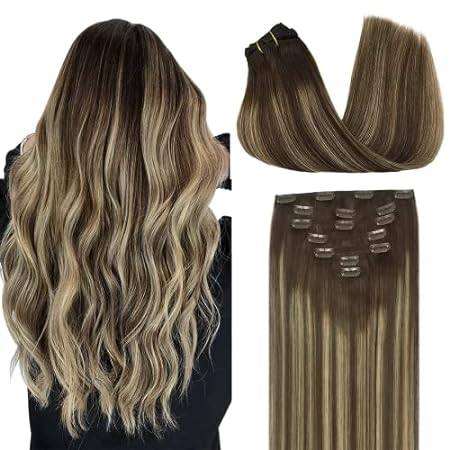 DOORES Clip in Human Hair Extensions Balayage Chocolate B