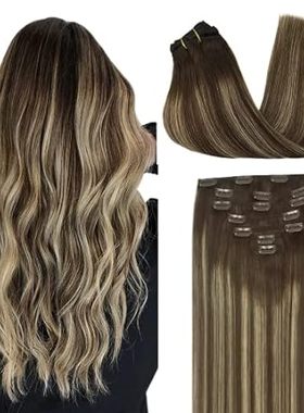 DOORES Clip in Human Hair Extensions Balayage Chocolate B