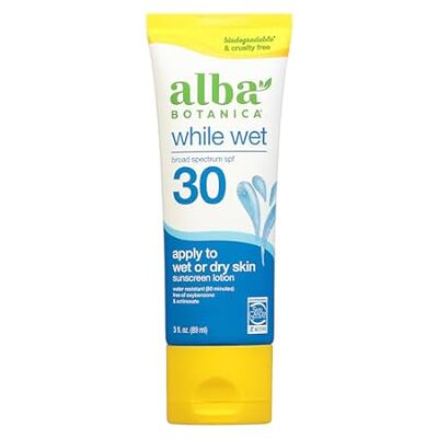 Alba Botanica Sunscreen for Face and Body， While Wet Suns