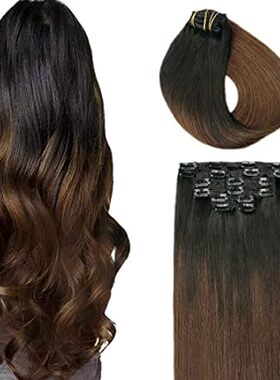 SURNEL Clip in Human Hair Extensions 14 Inch 6pcs 100g Om