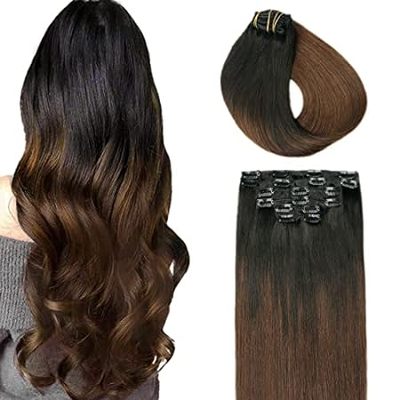 SURNEL Clip in Human Hair Extensions 14 Inch 6pcs 100g Om