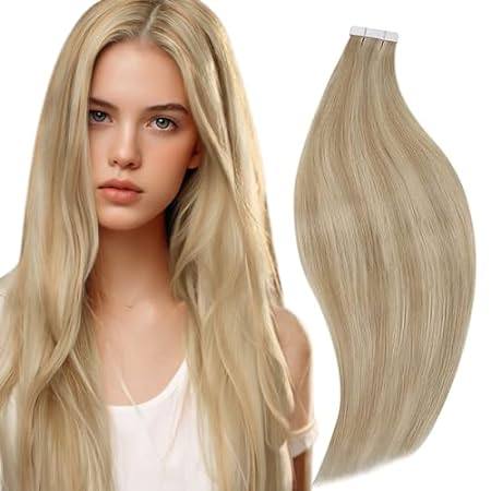 RUNATURE Blonde Invisible Tape in Hair Extensions Human H