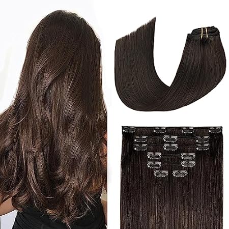 Aison Dark Brown Clip in Hair Extensions Real Human Hair
