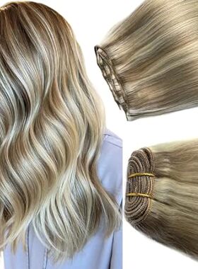 Sew in Hair Extensions Real Human Hair， 14 Inch 80G Weft