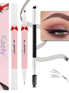 evpct 2Pcs Brown Microblading Eyebrow Pen Brow Pencil wit
