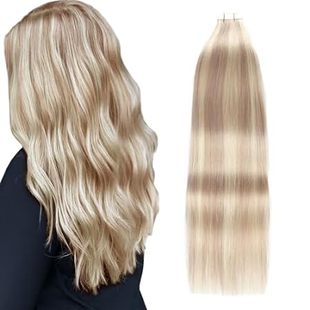 Tape in Hair Extensions Human Hair 22 Inch Highlights Hon
