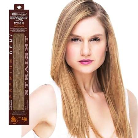 Clip in hair extensions， 100% Remy human hair， 14 inches，