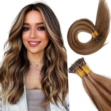 I Tip Hair Extensions Human Hair #4/27 Pre Bonded Hair Ex