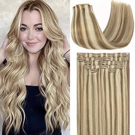 Loxxy Human Hair Extensions Clip in Piano Light Brown Mix