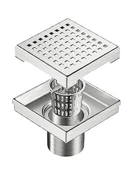 Neodrain 4-Inch Square Shower Drain with Removable Quadra