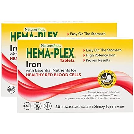 NaturesPlus Hema-Plex Iron - 30 Sustained Release Tablets图片