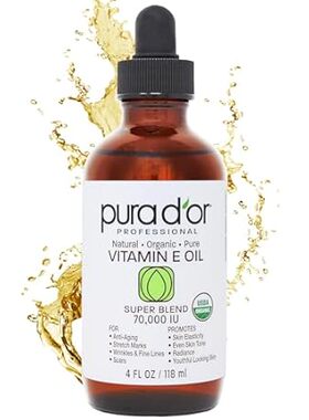 PURA D'OR 4 Oz ORGANIC Vitamin E Oil Blend 70，000 IU - 10