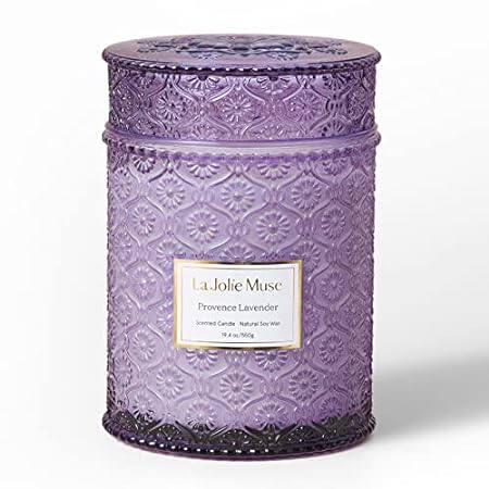 LA JOLIE MUSE Lavender Candle， Large Natural Soy Candle，
