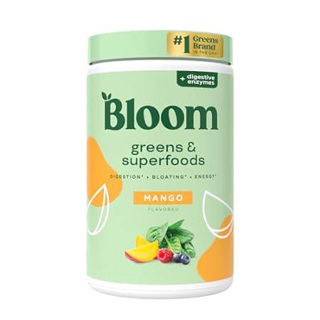 Bloom Nutrition Superfood Greens Powder， Digestive Enzyme