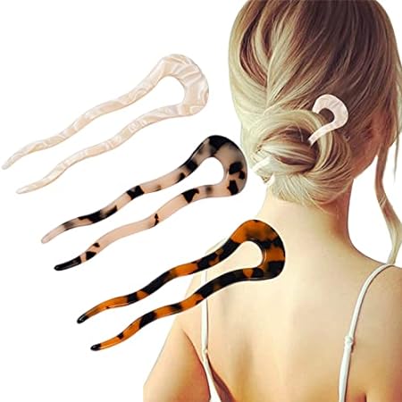 FRDTLUTHW 4.6Inch U Shaped Acetate French Hair Pin Tortoi