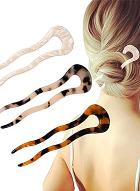 FRDTLUTHW 4.6Inch U Shaped Acetate French Hair Pin Tortoi