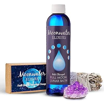 Aura Cleansing Lunar Bath Oil Smudge Kit with Reiki - Ful