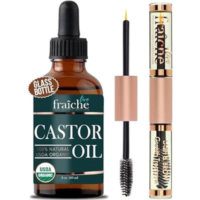 Castor Oil Organic (2oz) + FREE Filled Mascara Tube USDA