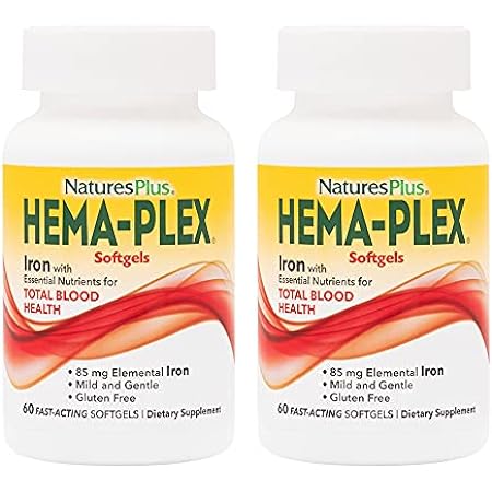 NaturesPlus Hema-Plex Iron - 60 Fast-Acting Softgels， Pac图片