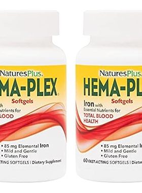 NaturesPlus Hema-Plex Iron - 60 Fast-Acting Softgels， Pac