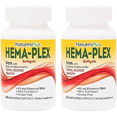 NaturesPlus Hema-Plex Iron - 60 Fast-Acting Softgels， Pac