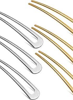 6 Pieces French Hair Pins Simple Metal U Shaped Hairpins