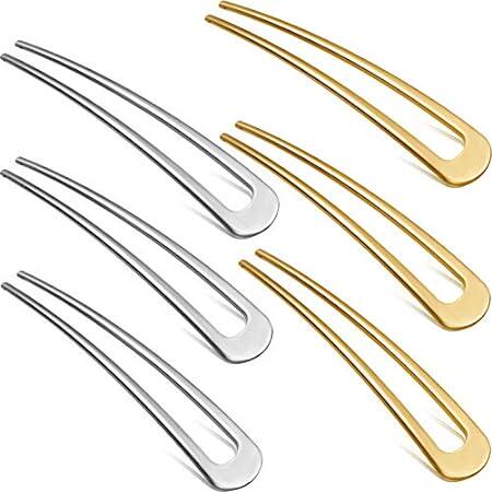 6 Pieces French Hair Pins Simple Metal U Shaped Hairpins