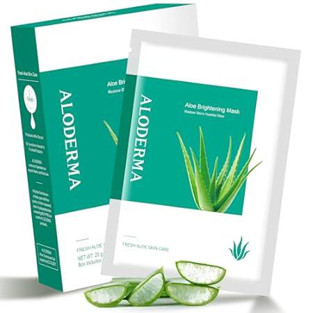 Aloderma Brightening Sheet Masks with 88% Organic Aloe Ve
