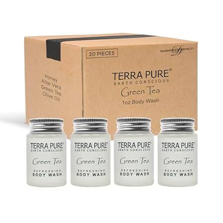 Terra Pure Green Tea Body Wash， 1 oz. In Jam Jar With Org