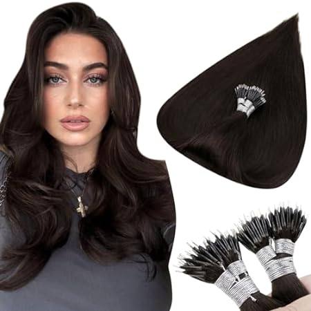 Hetto Nano Bead Hair Extensions Human Hair #2 Darkest Bro