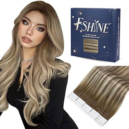 Fshine Tape in Hair Extensions Human Hair 20 Inch Chestnu