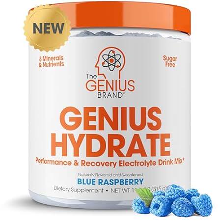 Genius Hydrate Powder Drink Mix Blue Raspberry 50 Serving