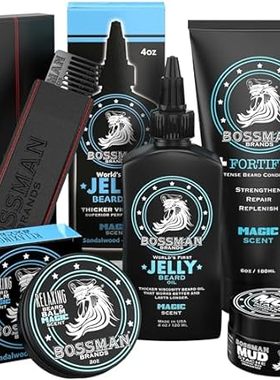 Bossman Complete Beard Kit - Men's Beard Oil Jelly， Forti