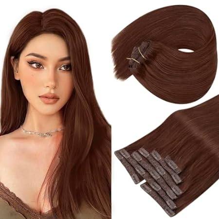 Sunny Auburn Human Hair Clip ins Extensions Long Clip Hai