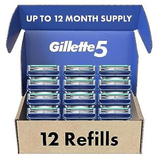 Gillette5 Mens Razor Blade Refills， 12 Count， Lubrastrip