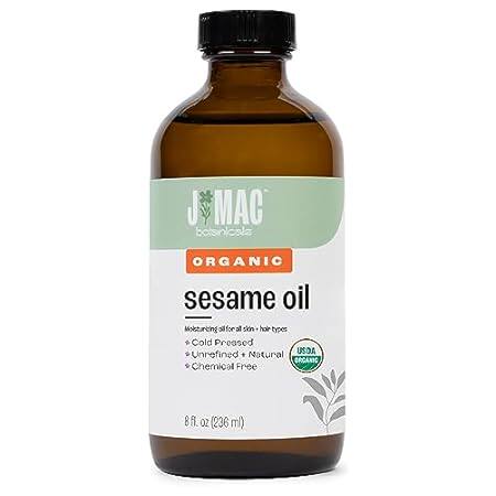 J MAC BOTANICALS， Organic Sesame Oil， Glass bottle