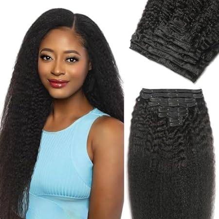 Kinky Straight Clip in Human Hair Extensions for Black Wo