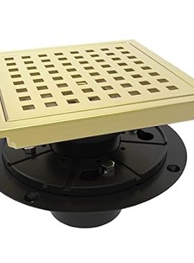 6 Inch Square Shower Floor Drain with Flange，Quadrato Pat