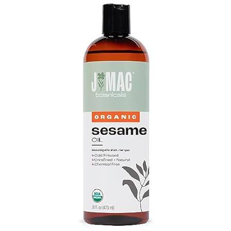 J Mac Botanicals， Organic Sesame Oil (16 oz Plastic Bottl