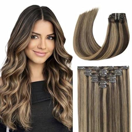 Human Hair Extensions Clip in Straight Natural Clip ins R