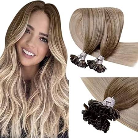 LaaVoo U Tip Hair Extensions Human Hair 18 inch Light Bro