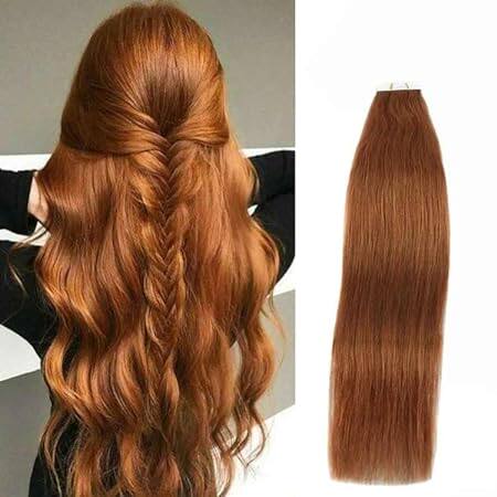 Auburn Tape in Hair Extensions 30g Natural Soft Human Hai