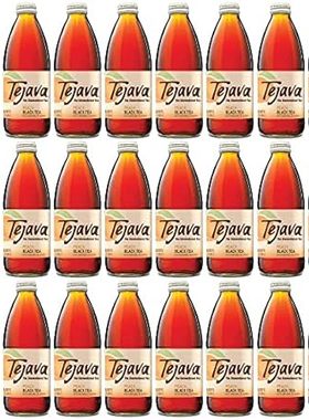 Tejava Peach Black Iced Tea， 24 Pack， 12oz Glass Bottles，
