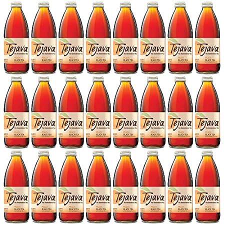 Tejava Peach Black Iced Tea， 24 Pack， 12oz Glass Bottles，