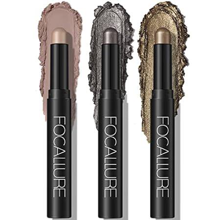 FOCALLURE 3PCS Cream Eyeshadow Stick Sets， Light to Dark，