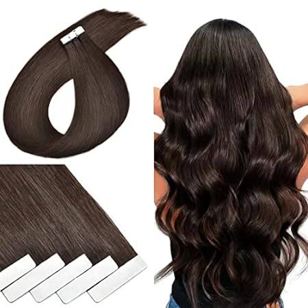 Tape In Hair Real Human Hair Extensions For Beauty Dark B