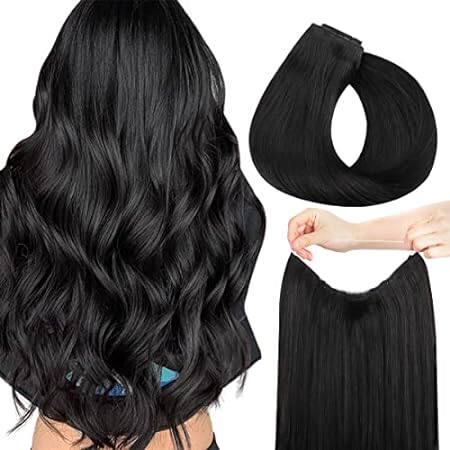 HOTBANANA Wire Hair Extensions， 16 inch 95g Natural Black